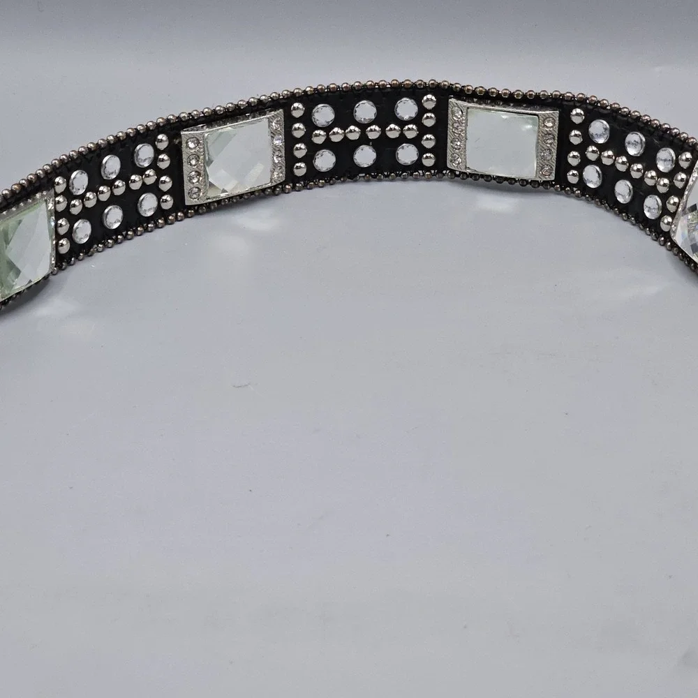 Vintage Western Embellished Rhinestone Black  Y2K  Beaded Punk Grunge Size 34